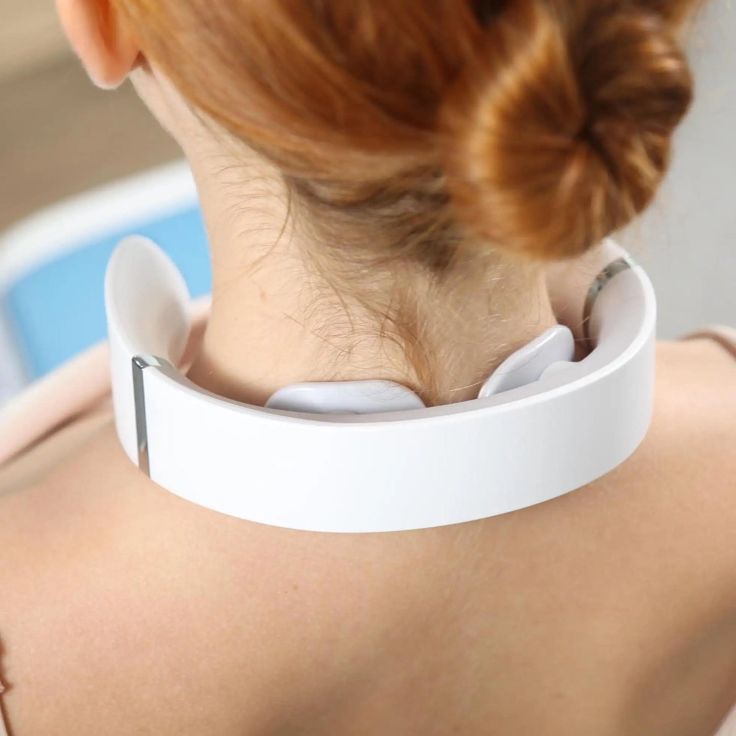 TrendXen Neck Massager - with Heat & 16 Intensity Levels, Ergonomic Wearable for Muscle Relaxation, Home/Office/Travel Device