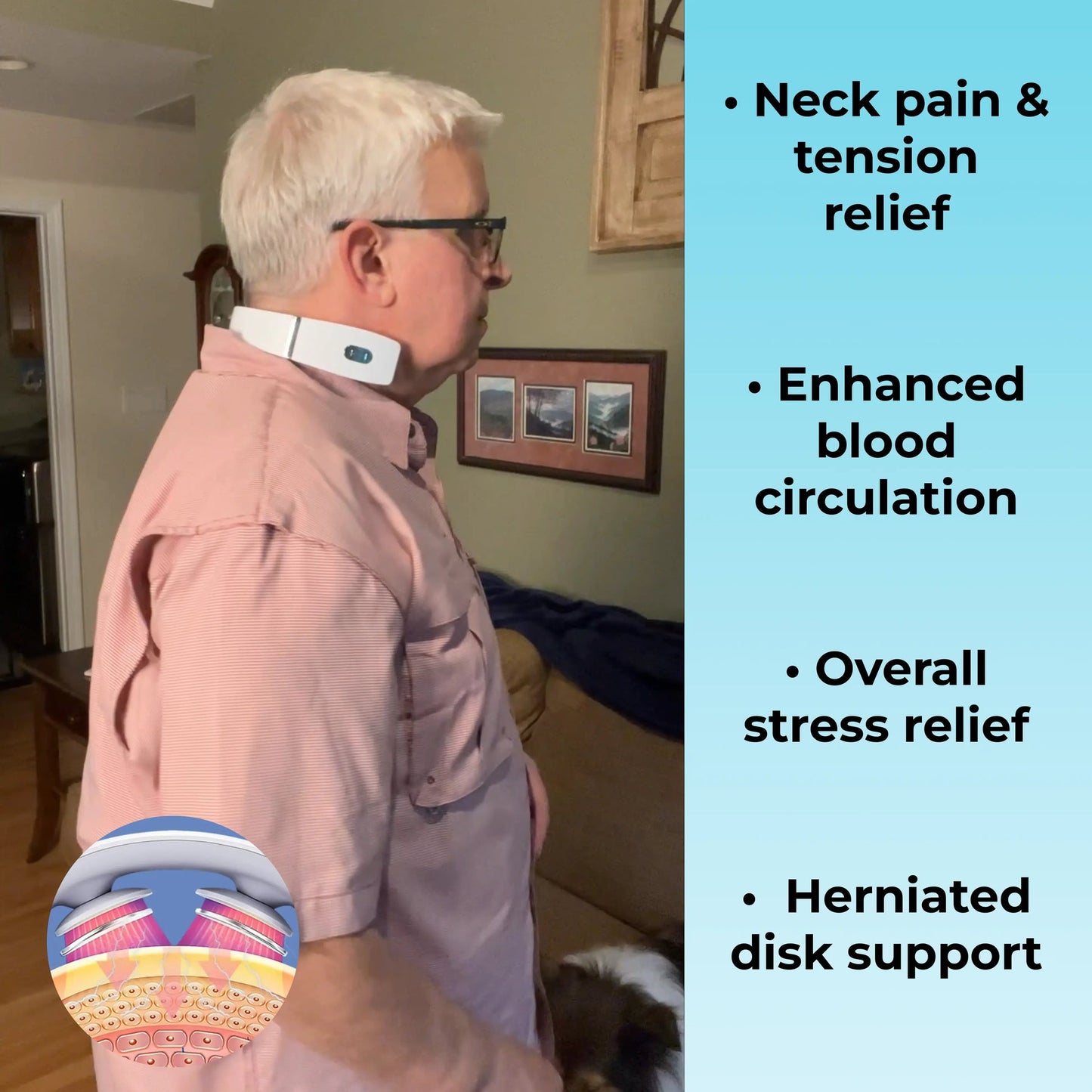 TrendXen Neck Massager - with Heat & 16 Intensity Levels, Ergonomic Wearable for Muscle Relaxation, Home/Office/Travel Device