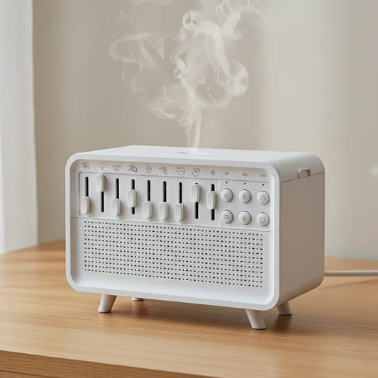 White Noise Machine Diffuser Air Aroma Diffuser Humidifier With 8 White Noise Adjustable, Night Light, Bluetooth Speaker