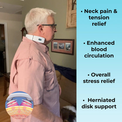 TrendXen Neck Massager - with Heat & 16 Intensity Levels, Ergonomic Wearable for Muscle Relaxation, Home/Office/Travel Device